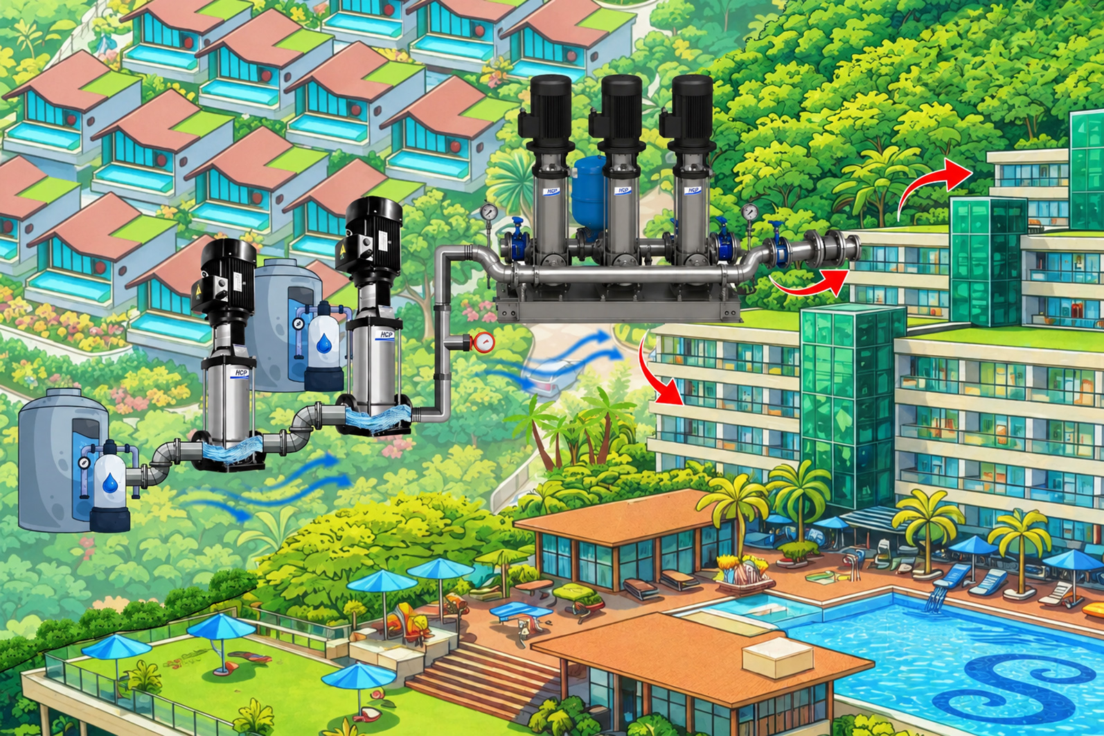 High-Pressure Water Supply Solution for a Pool Villa Resort in Phuket, Thailand High-Pressure Water Supply Solution for a Pool Villa Resort in Phuket, Thailand
